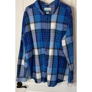 Columbia Blue Plaid Long Sleeve Regular Fit Shirt XXL